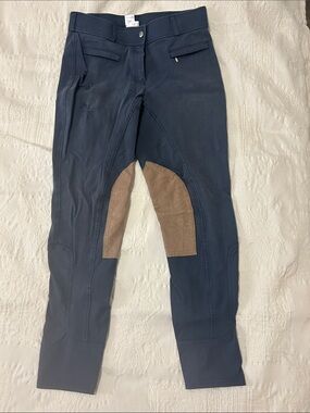 Dover Saddlery K/P blue with tan k/p breeches size 30